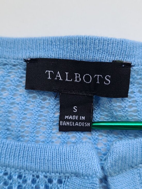 Talbots 1 Button Open Knit Cardigan S Lt Blue Cropped Mesh Pastel Y2K Soft Girl - Picture 5 of 9